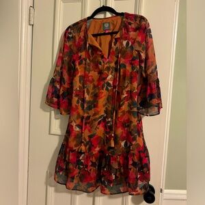 Vince Camuto Floral Chiffon Ruffled Dress